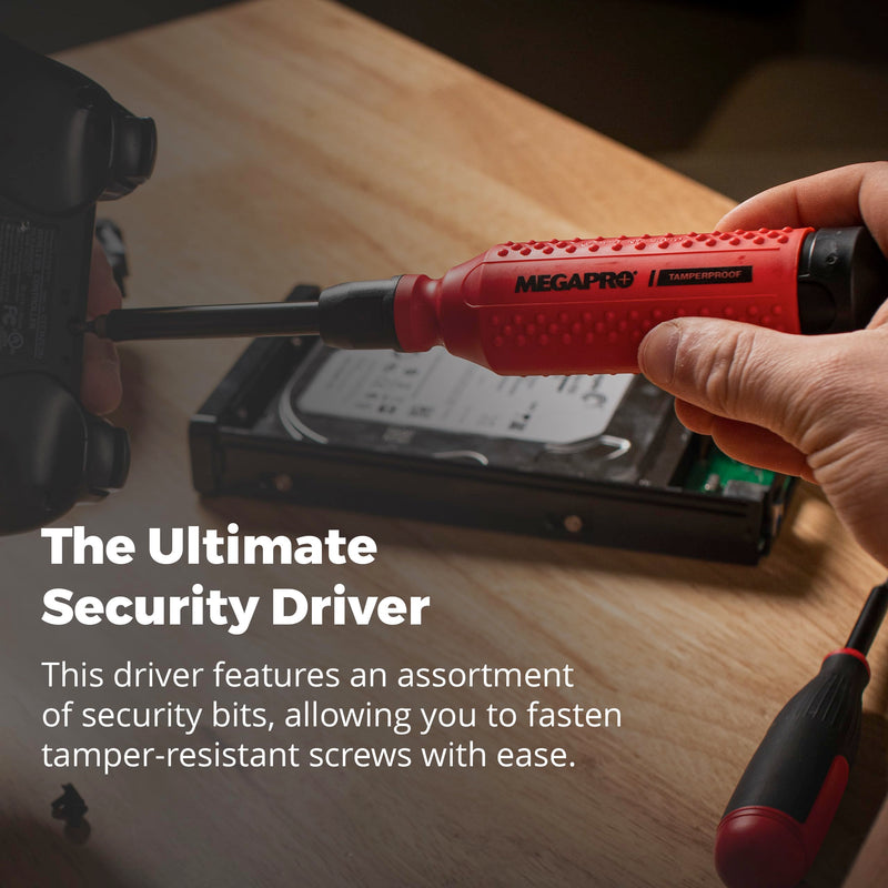 Megapro Tamperproof Security Screwdriver Set | Multi-Bit Screwdriver with ¼” Hex Shaft | Hex Pin, Spanner, Torx Pin | Compact Security Bit Set (The Original)