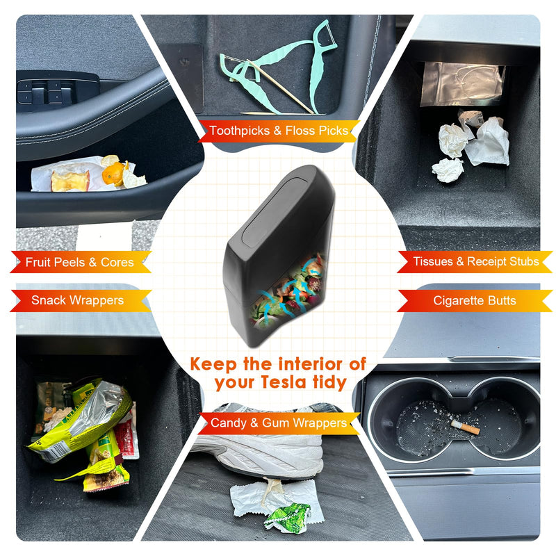 for Tesla Model Y Trash Can Tesla Model 3 Trash Bin for 2018-2025 Tesla Small Car Trash Can for Side Door Model 3 Front Left Door Trash Garbage Bin w/Lid (Tesla Left Side) Tesla Left Side
