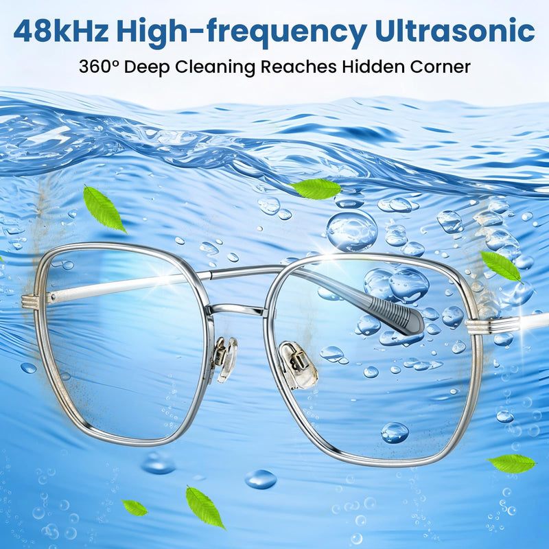 Ultrasonic Cleaner, 48kHz Ultrasonic Jewelry Cleaner Machine for Eyeglasses, Jewelry, Rings, Watch Straps, Dentures and More, Dual Cleaning Modes & 304 Stainless Steel Tank, 400ML Capacity, Black