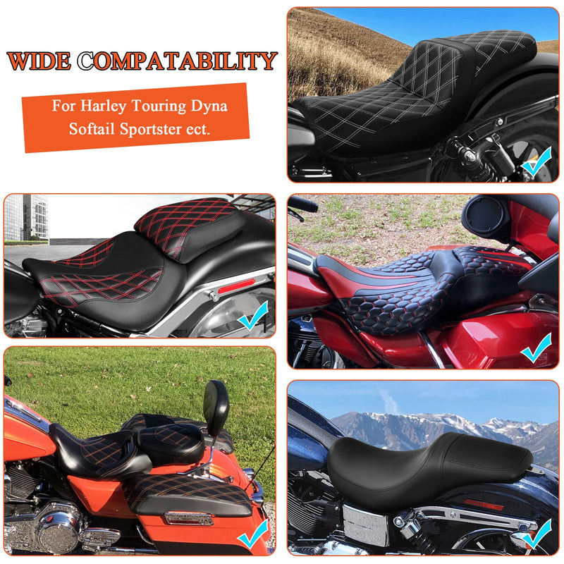 FOVPLUE Seat Rain Cover,Water-Resistant Two-Up Seat Bra Fits Seats up to 23" L x 15" W,Universal for Harley Touring CVO Electra Glide Street Glide Road Glide Road King,Dyna,Softail,Sportster