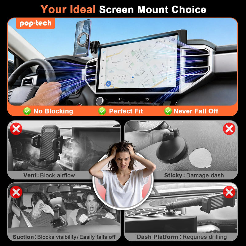 Car Phone Mount for Toyota Tundra 2022-2026 & Sequoia 2023 2024 2025 2026 | For 3rd Gen 14-Inch Screen, Magnetic Cell Holder for MagSafe iPhone Samsung, Strong Magnets, Portrait Landscape Rotation