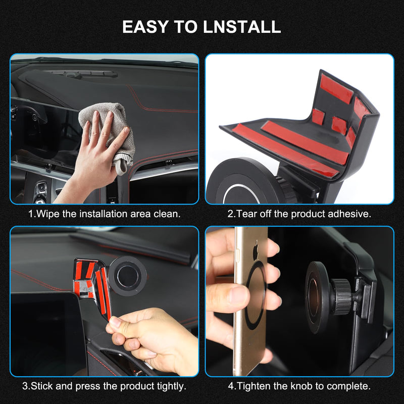 Car Phone Holder Compatible with Chevrolet Corvette C8 2020-2025 Stingray Center Console Dashboard Phone Mount Magnetic Phone Mount Dash Clip Accessories