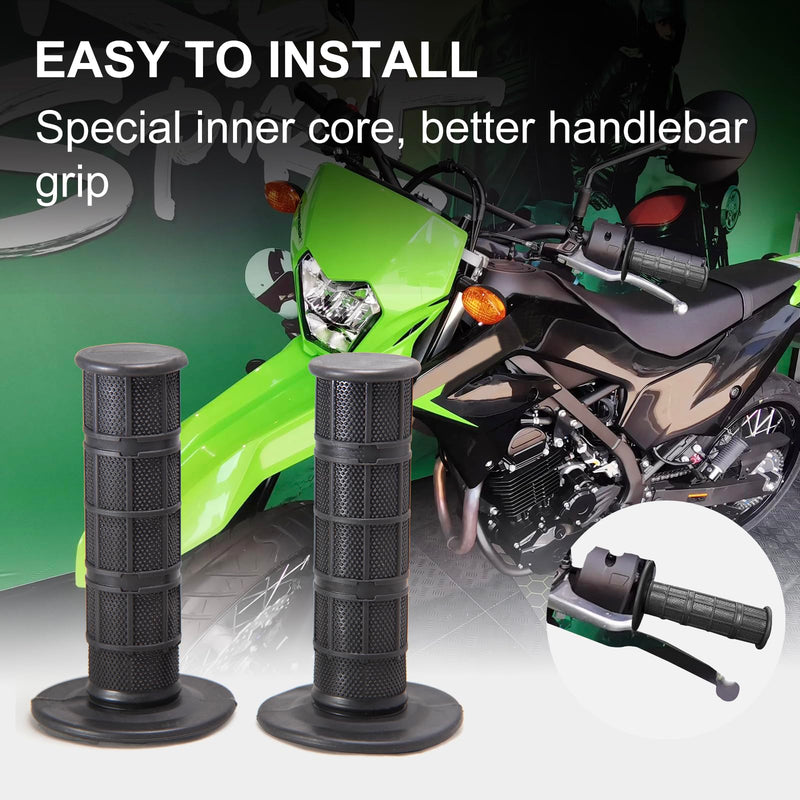 7/8" Motorcycle Hand Grips Dirt Bike Grips for CRF YZF WRF KXF KLX Pit-Bike, Soft Rubber Hand Handlebar Grip,Black Black