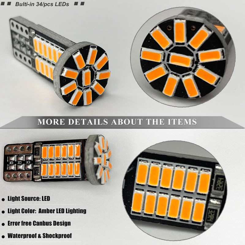 LED Roof Cab Marker Lights Bulbs for Ford 1999-up F150, 2000-up F250 F350 F450 F550 Super Duty Amber LED Front Up Top Clearance Marker Lamps Bulbs