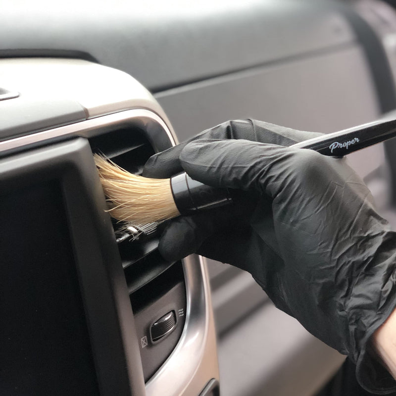 Professional Detailing Brush Set Ultra Soft Boars Hair Detailing Brushes 3 Pack, Detail Automotive Interior or Exterior, get Professional Results with Proper Detail Brushes Car Detailing Black