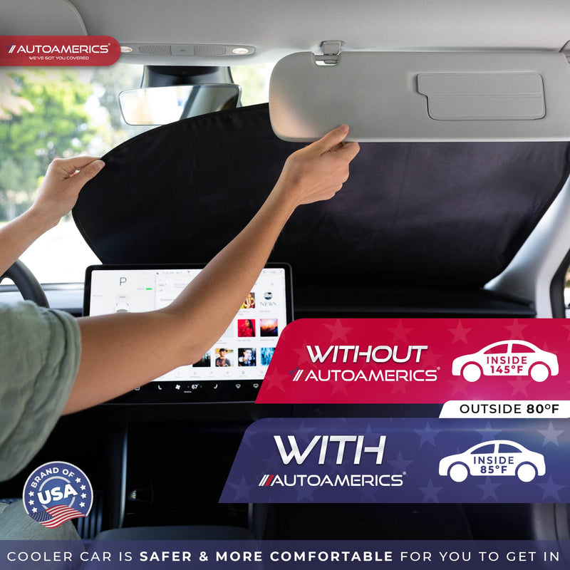 Autoamerics Windshield Sun Shade 2-Piece Foldable Car Front Window Sunshade for Most Sedans SUV Truck - Auto Sun Blocker Visor Protector Blocks Max UV Rays and Keeps Your Vehicle Cool - Medium Fit STANDARD SILVER STANDARD (MEDIUM)