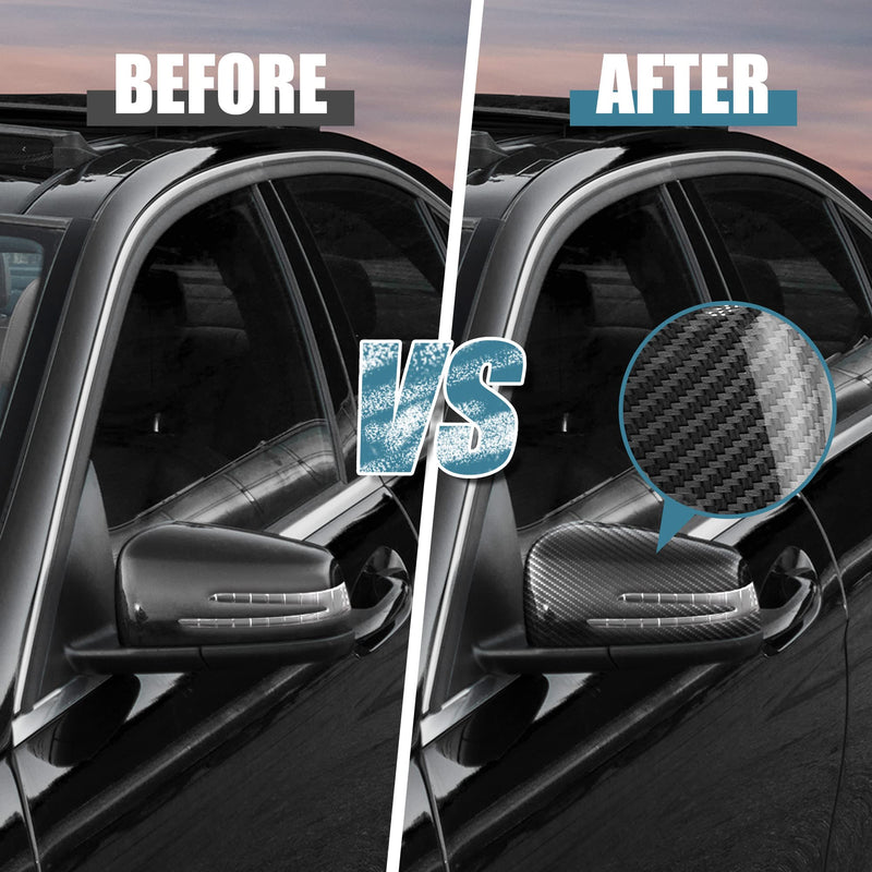 X AUTOHAUX Pair New Exterior Rear View Mirror Housing Door Wing Mirror Covering Cap Carbon Fiber Pattern for Mercedes Benz a B C E GLA Class W204 W212