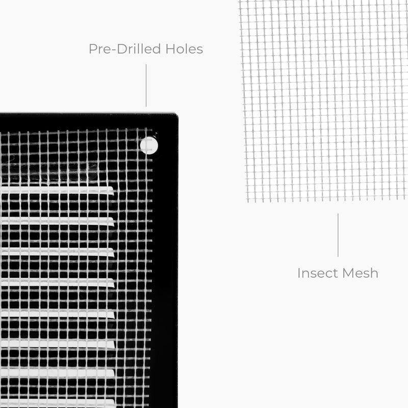 HVAC OV 12" x 4" Inch (External Dimensions) - Scratch Resistant Black Metal Air Cover Grille Cover - Wall, Ceiling Register and Exterior Wall Vent Cover with Guard/Mesh Screen - Soffit Vent 12'' x 4''