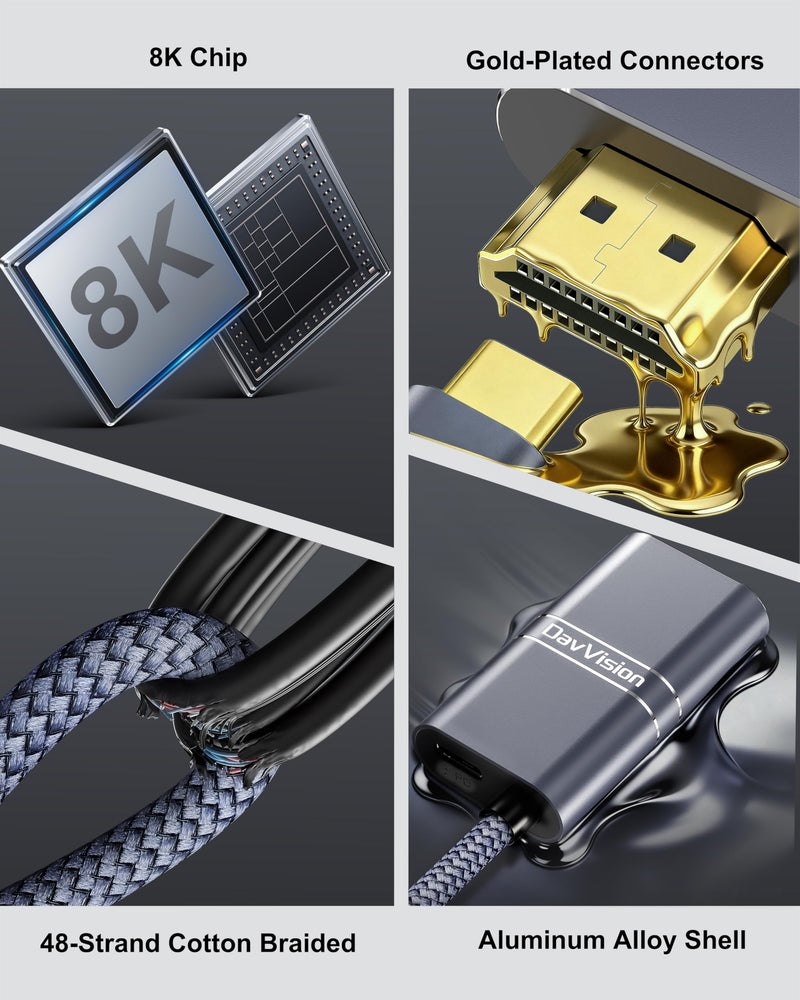 USB C to HDMI Cable with 240W PD Fast Charging, 8K@60HZ,4K@120Hz,Thunderbolt 5/4/3 Compatible,Upgraded Braided 2-in-1 Type C to HDMI for MacBook, iPhone17/16/15,iPad,HDTV(3.3FT,Grey) 3.3FT