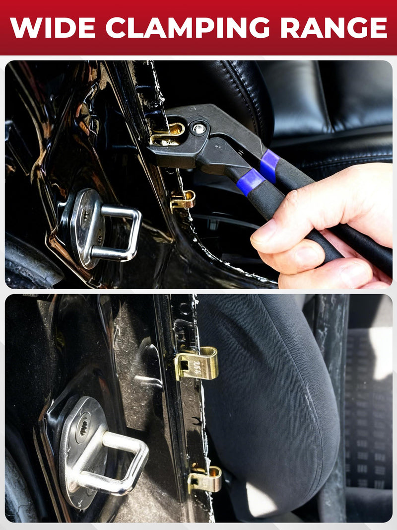 11PCS Panel Fixing Clamps with Pliers, Automotive Body Panel Holding Tools for Welding Clamping, Anti-Rust Sheet Metal Holder for Dent Repair and Bodywork