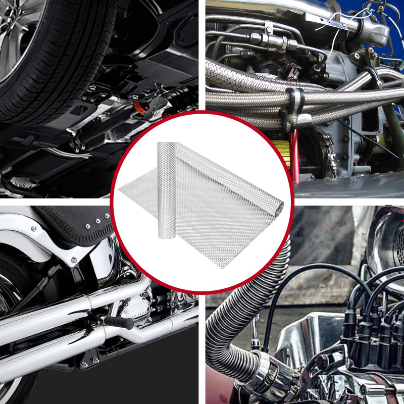 Exhaust Heat Shield Automotive 16" x 39", Embossed Aluminum Heat Shield Kit with 20PCS Cable Metal Ties for Muffler Exhaust Wrap, Heat Barrier,Car Exhaust Sheet