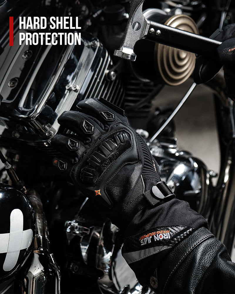 IRON JIA'S Motorcycle Gloves Winter Cold Weather Warm Touchscreen Waterproof Windproof Protective Gear (Black, L) Black Large