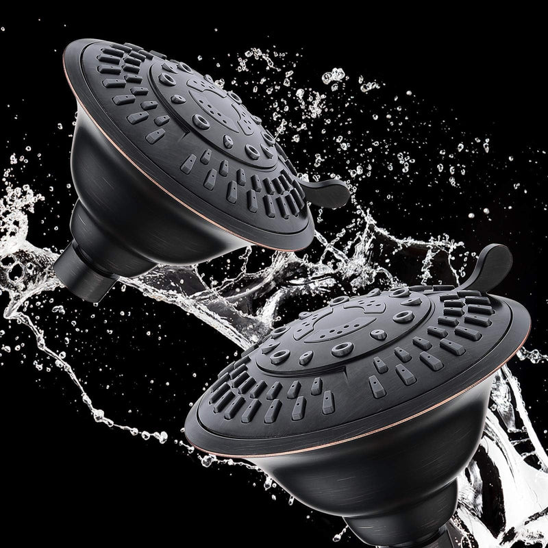 BRIGHT SHOWERS High Pressure Rain Shower Head, Fixed Shower Head with 5 Spray Settings, Adjustable Angle and Anti-Clog Nozzles, Oil Rubbed Bronze (1.8 GPM) 5 Spray Settings