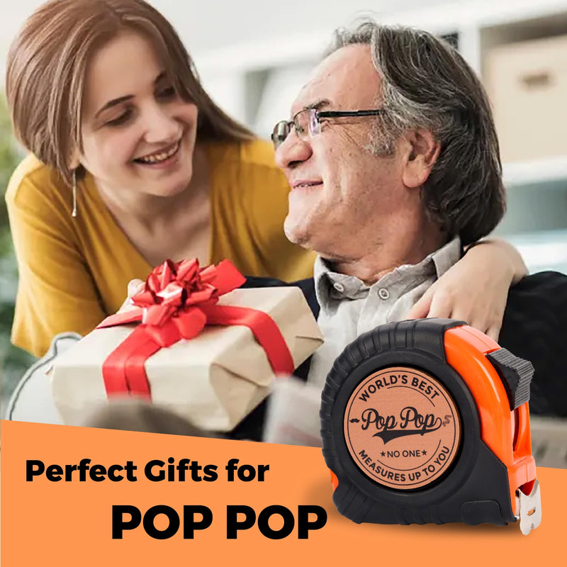 Pop Pop Gifts, Gift for Pop Pop from Kids, Measuring Tape 16ft for Men, Ideal for Birthday, Fathers Day, Christmas, Retractable Digital Carpenter Tool