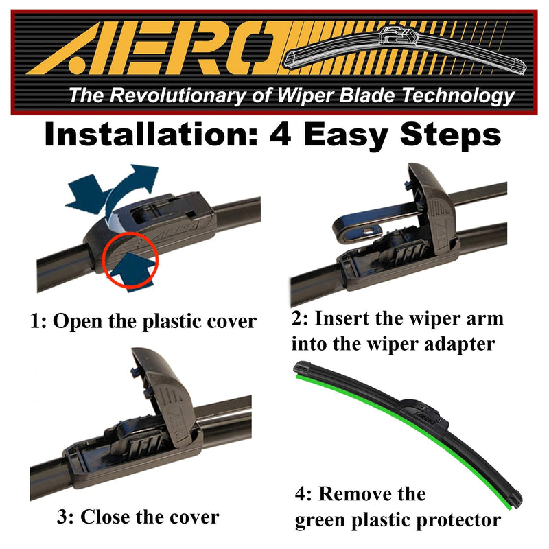 AERO Voyager 22" + 22" Windshield Wipers, Premium All-Season Automotive Replacement Wiper Blades with Extra Rubber Refills + 1-Year Warranty (Pack of 2) 22"+22" (Pair for Front Windshield)
