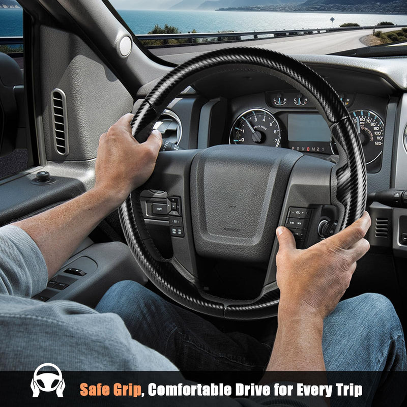 Steering Wheel Cover for Ford F150 2009-2014/Ford Expedition 2015-2017 Custom-fit Car Steering Wheel Cover for Ford Steering Wheel Protector Matte Black For F150 2009-2014/ Expedition 2015-2017