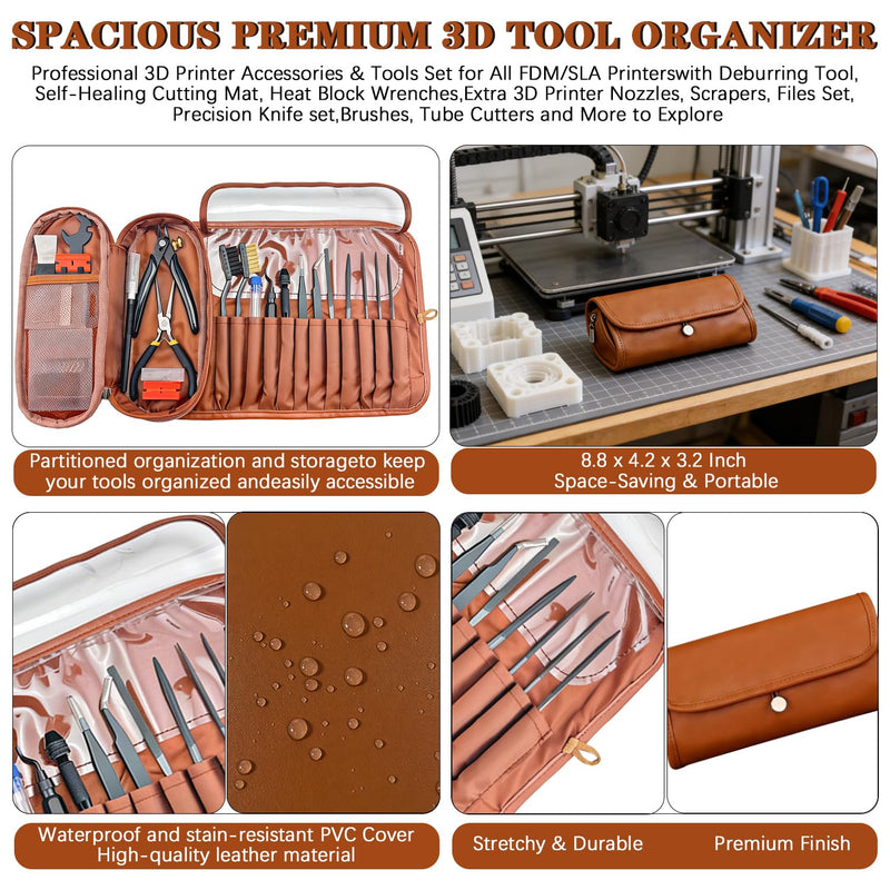 66Pcs 3D Printer Tools Kit with Storage Case, All-in-One Accessories for FDM/SLA Printers - Deburring Tool, Scrapers, Metal Files, Brushes, Hand Drill, Tweezers & More, for Bambu Lab, Ender 3, Kobra