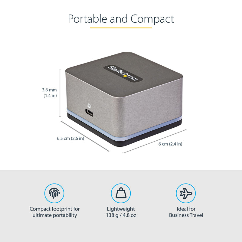 StarTech.com USB C Mini Dock for Chromebooks, iPad Pro, Android Tablets & Smartphones, USB-C Docking Station w/ 4K 30Hz HDMI, 27W Power Delivery Charging, 3-Port USB Hub, Gigabit Ethernet, TAA
