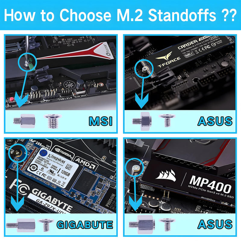 200Pcs M.2 SSD Mounting Screws Silver Laptop Screws m.2 Standoff and Screw M2 Motherboard Standoffs Notebook Computer Screw Set with Screwdriver for Asus Gigabyte MSI Motherboards