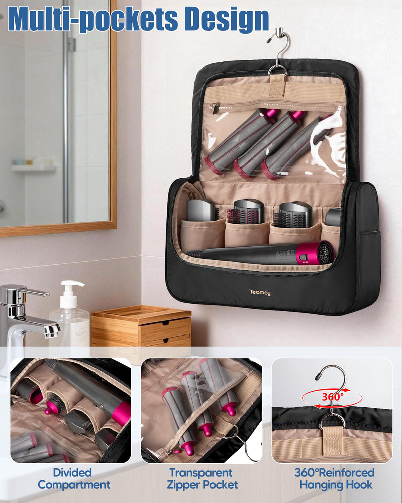 Teamoy Carrying Case Compatible with Dyson Styler and Attachments, Black | Padded Travel Bag for Dyson Multi-Styler, Portable Storage Bag Compatible with Dyson Airwrap Styler and Attachments