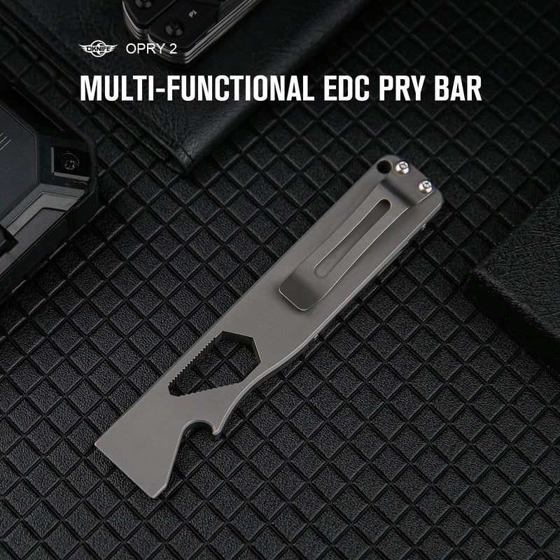 OKNIFE Opry Multitool EDC Titanium Pry Bar Set, Bottle Opener, Nail Puller with Hex Wrench, Screw and Pocket Clip Opry 2
