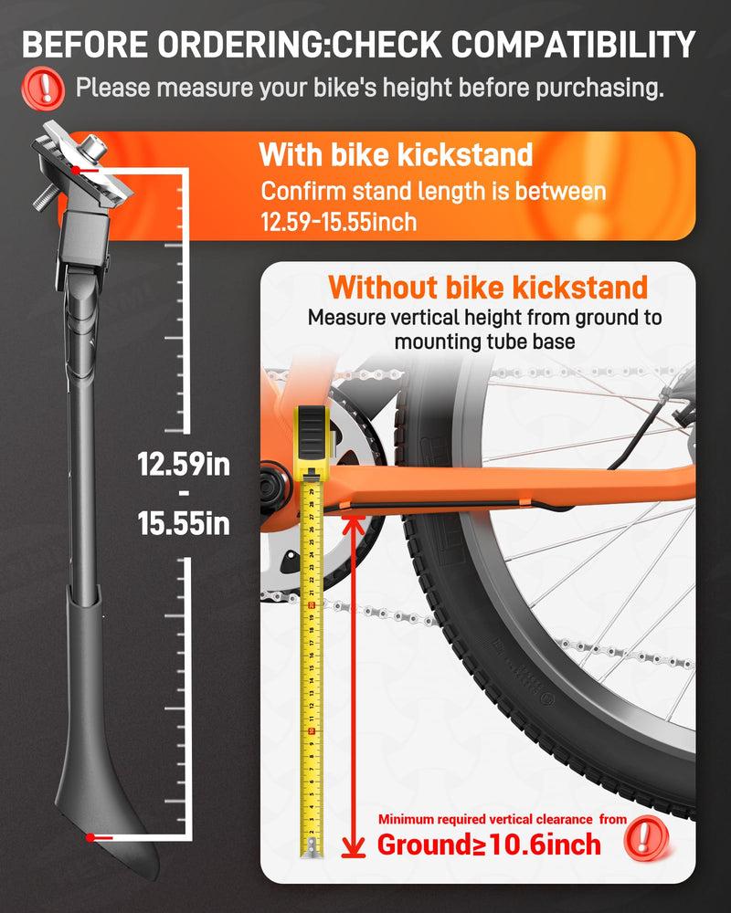 HENMI Center Mount Bike Kickstand for Adult Bikes, Adjustable Bicycle Kickstand for Most 24"-29", Non-Slip Sole, Magnesium alloy Material, Bicycle Kickstand for Mountain Bike Road Bike
