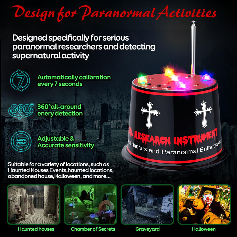 Ghost Hunting Paranormal Investigation Equipment, Next-Gen Ghost Detector with EMF & Auto Temp Deviation Detection, Adjustable 5 Sensitivity Levels with Auto-Calibration, 40-60 hr 9V Battery Powered