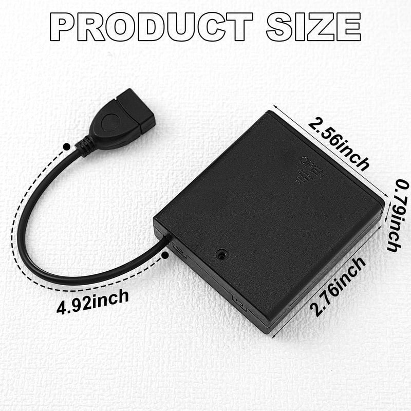 Copkim 12 Pcs USB Battery Pack for LED Lights Portable 5V Battery Pack with Cover for Plug in Lights, 4 AA Holder with Switch for Christmas New Year Neon Signs Outdoor Camping, Black