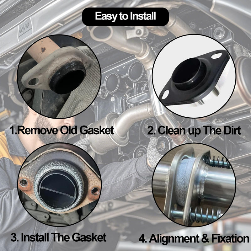 ID 2.56In/65mm Car Exhaust Manifold Gasket, 2Pcs Flange Exhaust Muffler Gasket, Automotive Graphite Muffler Connector Replacement for Most 2-1/2 inch OD Car Pipes ID 2.56inch/65mm