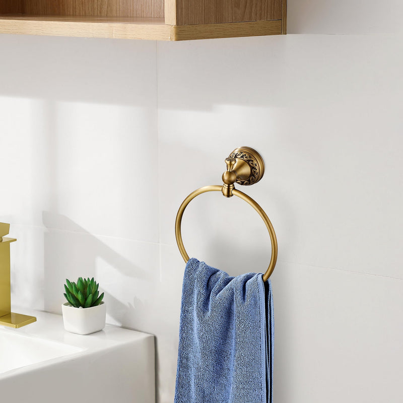 Antique Brass Toilet Paper Holder Hand Towel Ring, Brass Bathroom Accessories Set Towel Holder Toilet Paper Roll Holder, Antique Farmhouse Bathroom Hardware 2 Pieces Set Wall Mount Bronze Antique Brass