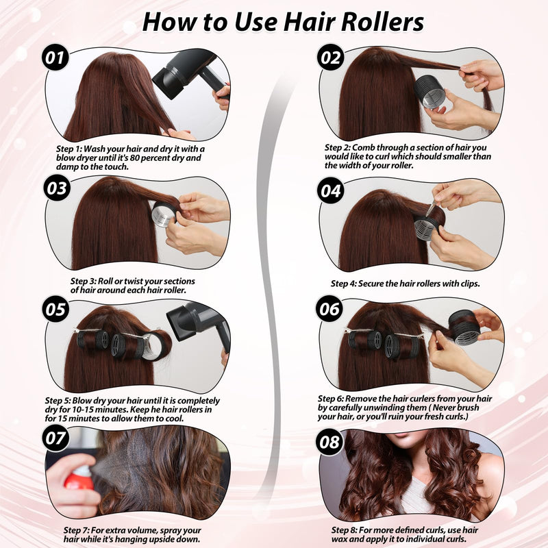 Thrilez 56PCS Hair Curlers Rollers with 5 Sizes 55mm 48 mm 40 mm 32 mm 25mm | Jumbo Large Medium Small Rollers for Long Medium Short Thick Fine Lift Curler Volume, Hair Roller Set for DIY Hairdressing