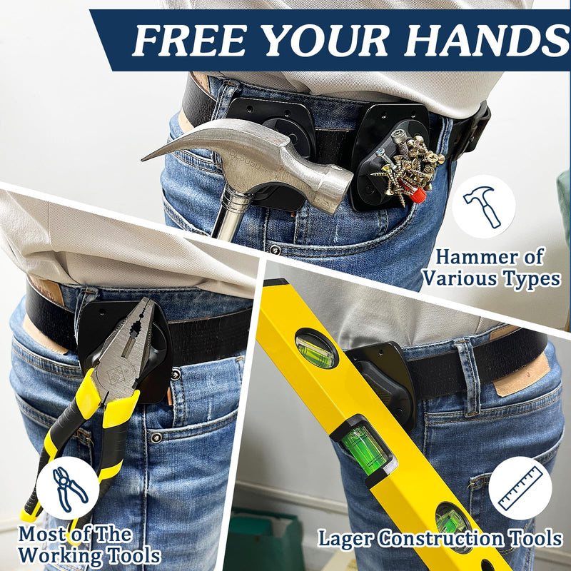 Magnetic Tool Holder, Full Metal Magnetic Belt Clip Holster for Screws, Nails, Hammer, Pliers, Spanner, Sockets, and Any Magnet Hardware, Great for Electricians, Plumbers, Carpenters, Gift for Men/Dad 2Pack Magnetic Tool Holder