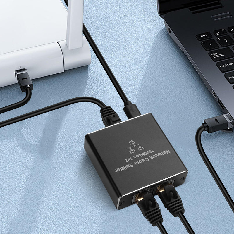 YAODHAOD Ethernet Splitter 1 to 2 1000Mbps LAN Network Splitter Internet Splitter RJ45 Ethernet Switch Extension Connector for Cat5/5e/6/7/8 Cable, Supports Two Devices Working Simultaneously