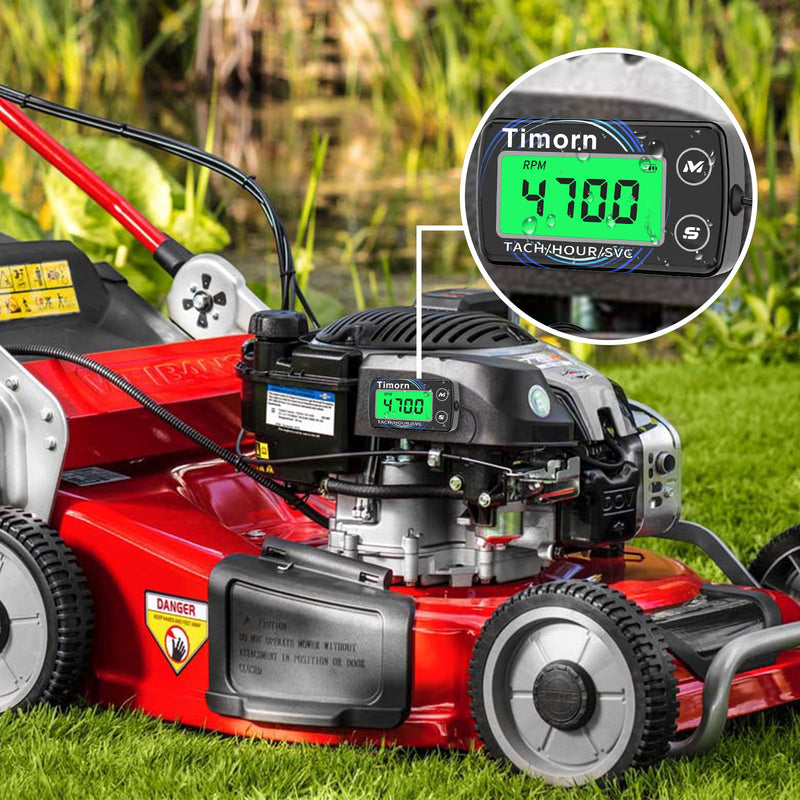 Small Engine Tachometer Hour Meter: Timorn Digital Inductive Waterproof Tiny Tach Meter & RPM Meter & HR Meter for Dirt Bike | Chainsaw | Lawn Mower | Generator Motorcycle Boat Marine Outboard