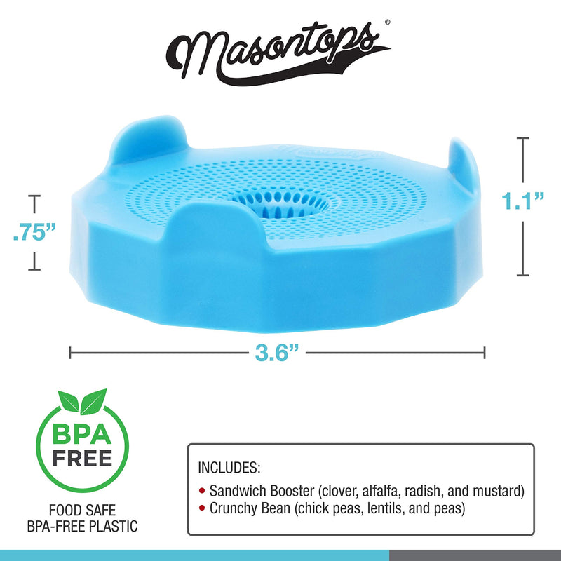 Masontops Bean Screen Sprouts Growing Kit - Sprouting Lids & Sprout Mixes Microgreens Growing Kit - Sprouting Kit Wide Mouth Mason Jar Strainer Lid Bean Screens Kit (2 Screens, 2 Seed Mixes)