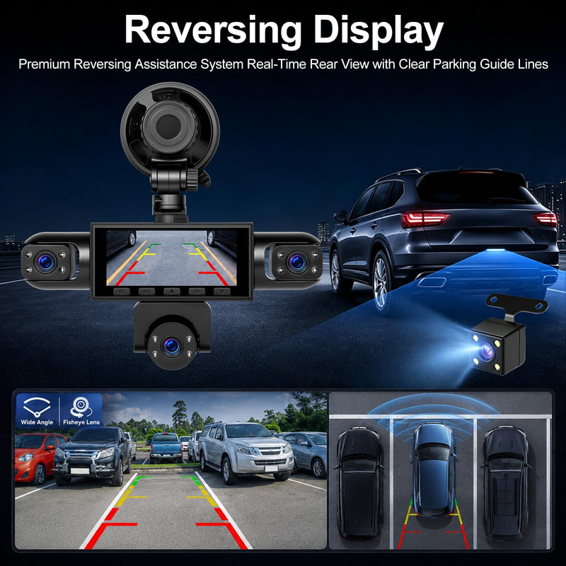 360 5 Channel Dash Cam Front Rear and Inside,3.16inch 1080P Car Camera