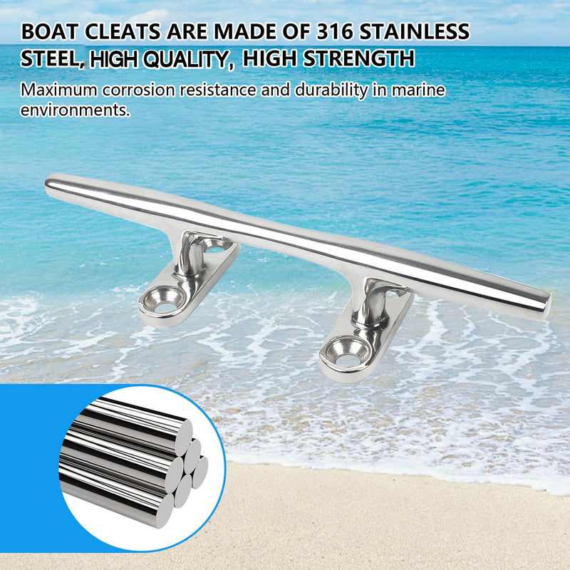 Boat Cleat,Dock Cleats 4/5/6/8/10/12 inch,316 Stainless Steel Boat Dock Cleats,Boat Docking Cleat Rope Cleats,Open Base Dock Cleats for Boat,Yacht,Decks,Nautical Decor,Screws Included(2Pack/4Pack) 6inch 4 Pack