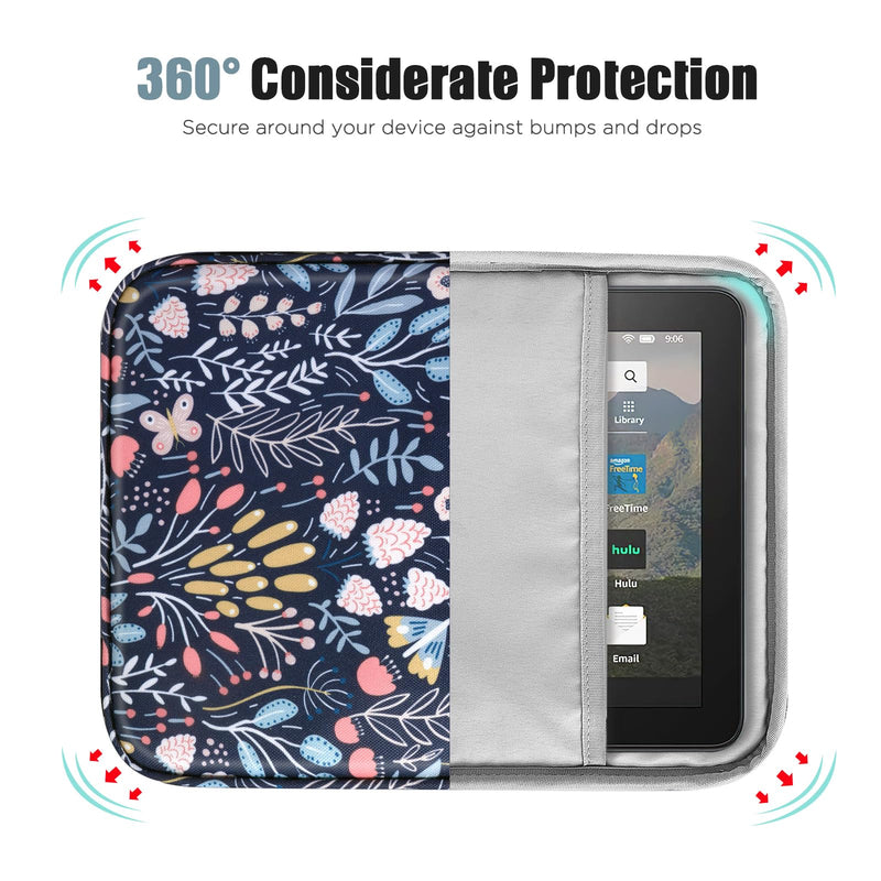 TiMOVO 8-9 Inch Tablet Sleeve Case Compatible with iPad Mini 6, iPad Mini 5/4/3/2/1, Galaxy Tab A7 Lite 8.7/Tab A 8.0/Tab A 8.4, Fire HD 8 & 8 Plus 2020, Portable Protective Bag, Colorful Flower