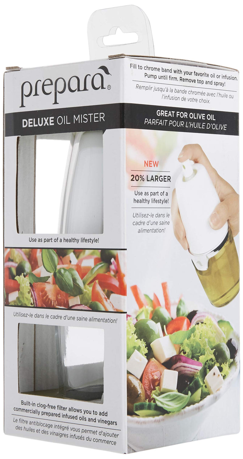 Prepara Deluxe Oil Mister, Chrome Band, White/Chrome Deluxe White