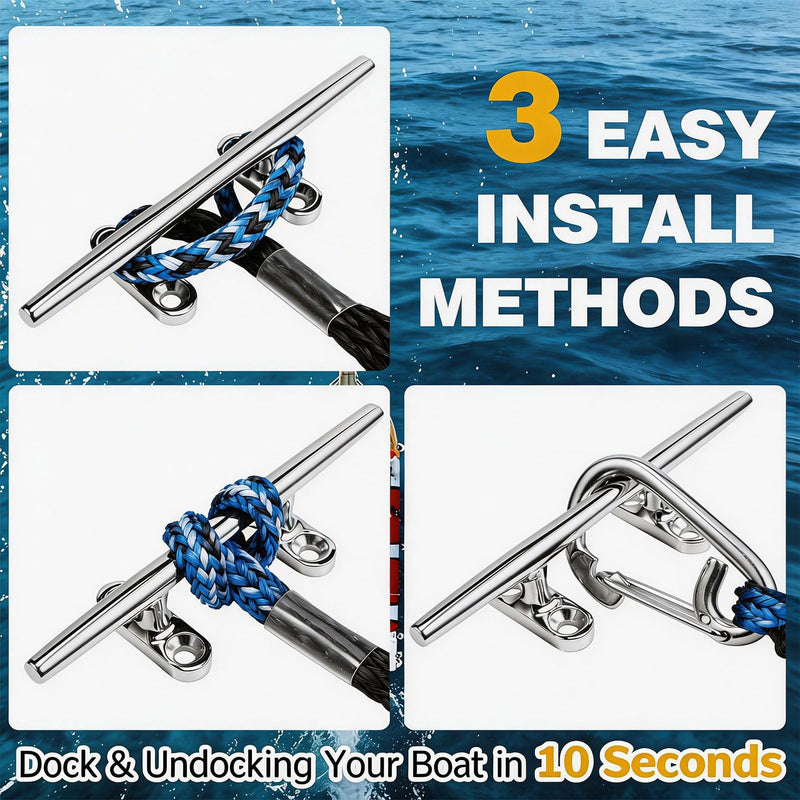 Blue Bungee Dock Lines for Boats 4.3 FT 2 Pack, Marine Grade Shock Absorbing Boat Dock Lines with 316 Stainless Steel Clips, Heavy Duty Mooring Rope for Jet Ski, PWC, Pontoon, Kayak, Yacht Accessories Blue