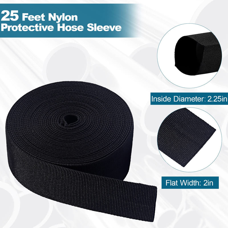 25 FT Nylon Hydraulic Hose Protector Sleeve Sheath Cable Cover Welding Tig Torch Hose Cover for Long-Wearing Abrasion Protection, 2.25" ID, Black 2.25 Inch ID, 25 Feet Long