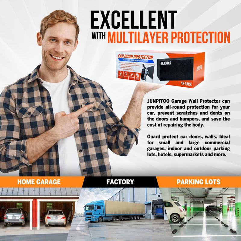Garage Wall Protectors (4 Pack) - 1.2 Inches Thick Foam Bumper Guards for Car Door Protection, Scratch Resistant, Waterproof & Easy to Install, Heavy-Duty Garage Parking Safety Shields for Walls