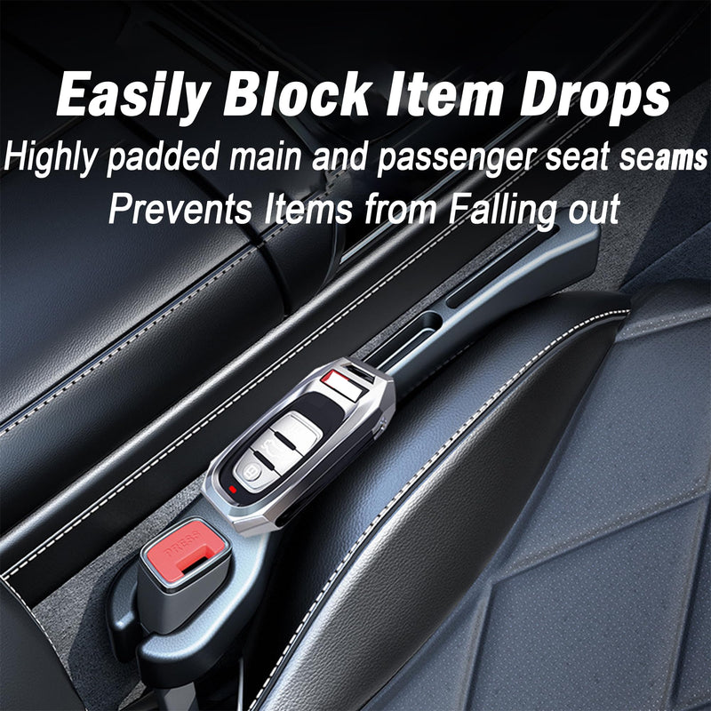 2PCS Car Seat Gap Filler，Gap Stopper Fill Gap Between Seat and Console，Built-in Recessed Storage Organizer，Universal for Most Cars Trucks SUVs to Stop Things from Dropping（Black） Black