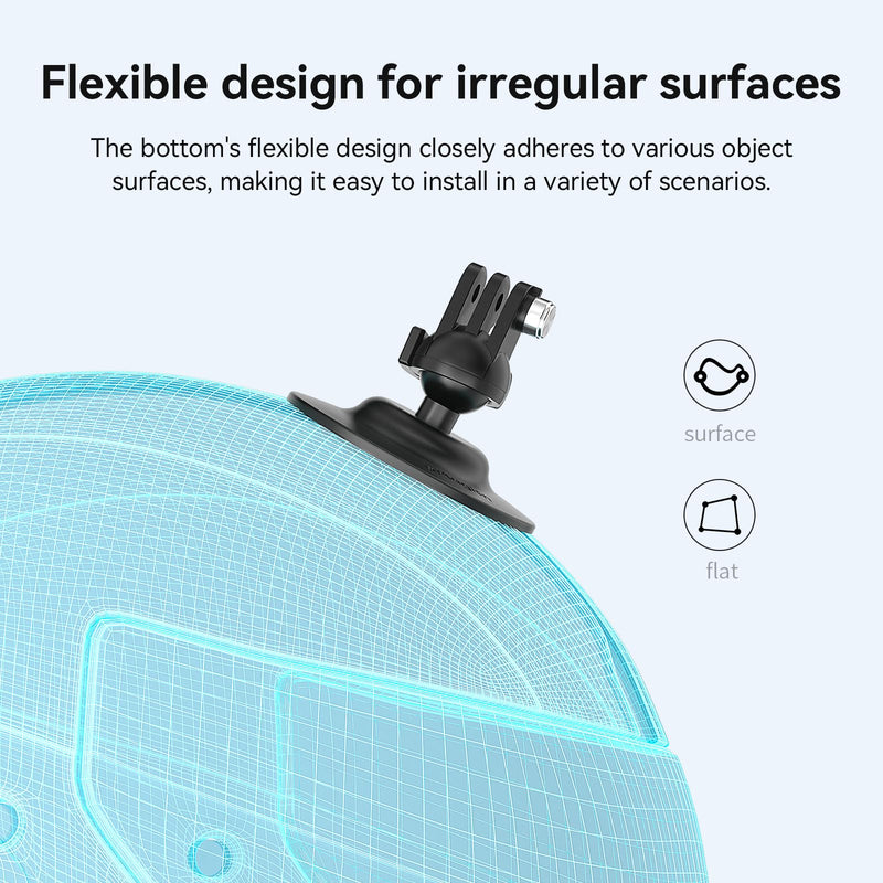 Adhesive Ball Joint Mount 360° Rotation for Action Camera, Compatible with GoPro Hero 13 12 11 Insta360 DJI Osmo Action, Adjustable Bracket for Motorcycle Helmet, Auto Windshield, Surfboard Mounting