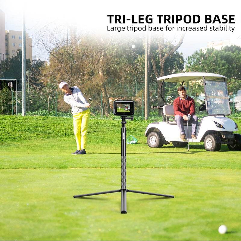 MAIRAN 2-in-1 Golf Monopod Tripod Selfie Stick for Recording Golf Swing | 67.3" Adjustable Phone Tripod Stand, Phone Holder for iPhone/Android,1/4"thread.Poetable 21cm Spike, Comes with a carry bag