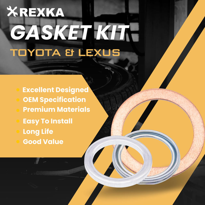 Rexka 24pcs Transfer & Differential Service Gasket Kit Compatible with Toyota Lexus 4Runner Land Cruiser Tundra Tacoma FJ Cruiser Highlander RAV4 Sequoia Sienna 1215710010 9043024003 90430A0003