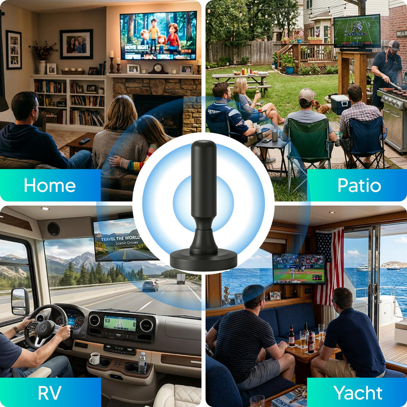 TV Antenna for Local Channels, 2026 Digital TV Antenna for Smart TV Indoor | Long Range 360° Reception TV Antenna for Smart TV Indoor without Cable, Easy to Install, Supports 4K 1080p 16FT Black Compact