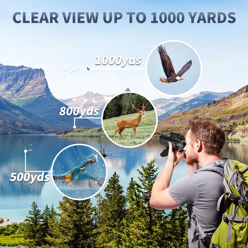 80x100 HD Monocular Telescope, Monoculars for Adults High Powered with Smartphone Adapter & Tripod, Portable Monocular for Hunting Hiking Star Bird Watching 80x100