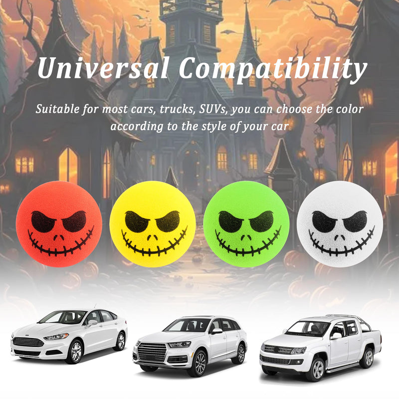 Halloween Skull Spooky Smile Car Antenna Toppers Halloween Car Decoration,Cute & Funny Antenna Balls for Cars,Antenna Toppers for Vehicles Car Accessories Fit Car Truck SUV (White) White