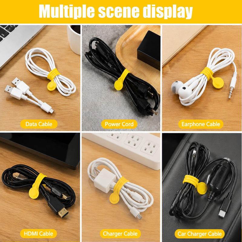 10 pcs Silicone Magnetic Cable Ties Cord Organizer Wire Management Straps For Desk Office Travel Electronics Storage Random 10